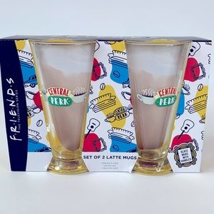 F*R*I*E*N*D*S Set of 2 Central Perk Latte Glass Mugs New In Box